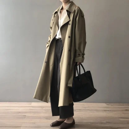 Classic Belted Long Trench Coat - Image 2