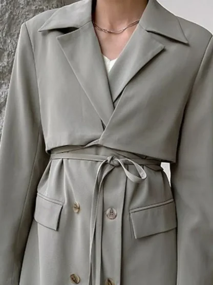 Modern Lapel Trench Coat - Image 2