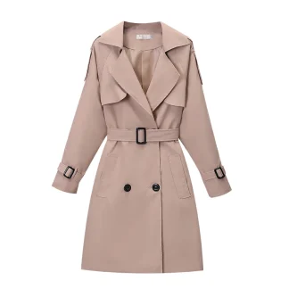 Double-Breasted Trench Coat with Belt