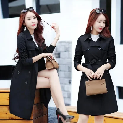 Stylish Slim Waist Trench Coat - Image 3